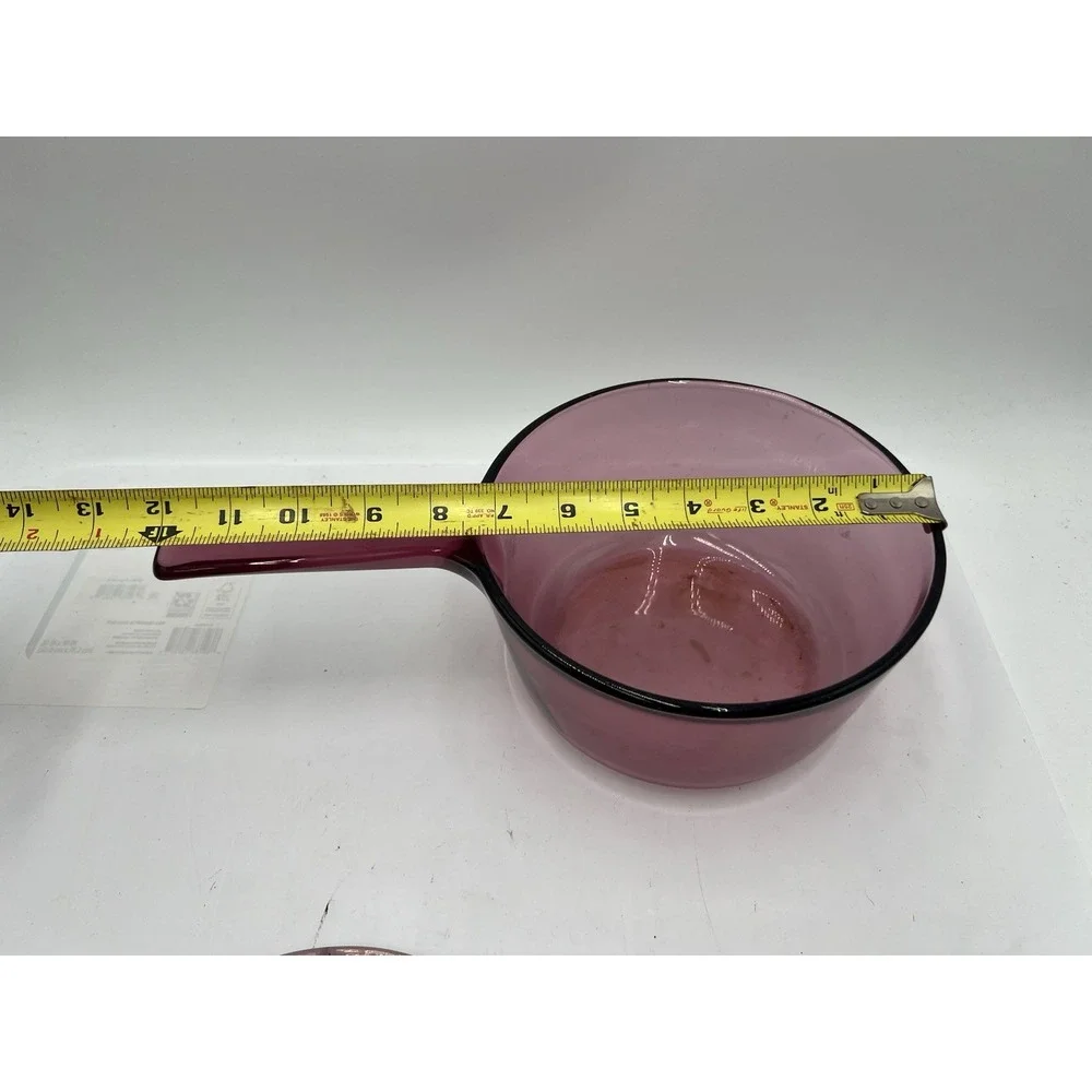 Vintage Visions Cranberry 1.5L Glass Saucepan Pot w Lid Made in USA